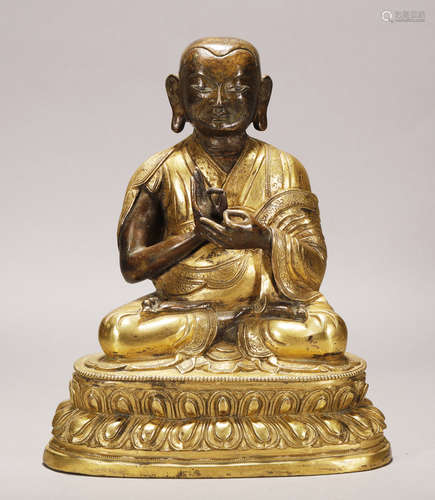 Qing Dynasty - Gilt Buddha Statue