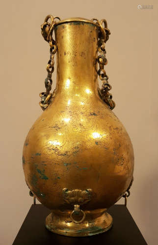 Han Dynasty -  Gilt Dragon Pattern Vase