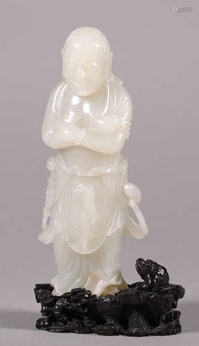 Qing Dynasty - Hetian Jade Figure Statue