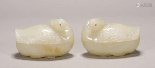 Qing Dynasty - Pair of Hetian Jade Box