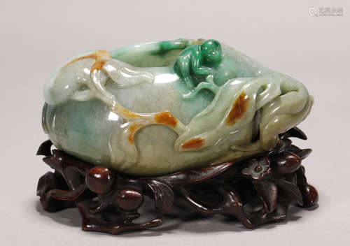 Qing Dynasty - Jadeite Brush Washer