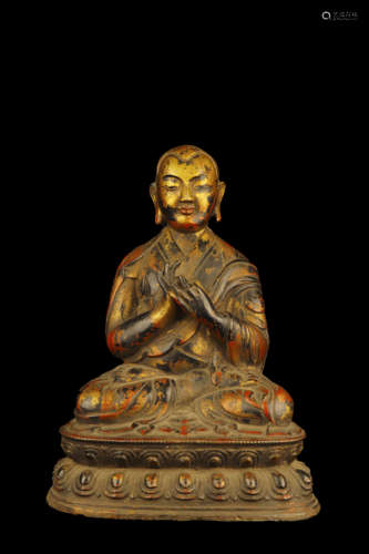 A BRONZE GILT SEATED MASTER MING DYNASTY