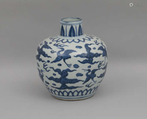 A BLUE AND WHITE JAR WANLI PERIOD