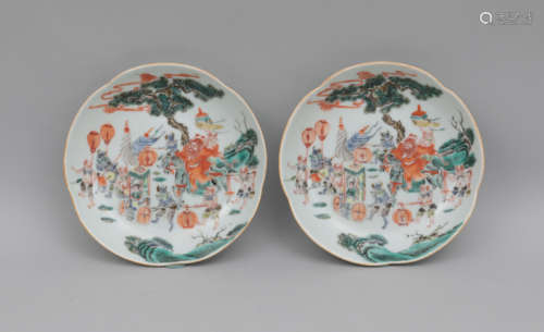 PAIR FAMILLE ROSE PLATE DAOGUANG PERIOD