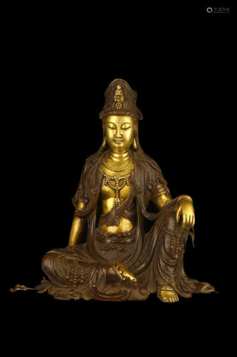 A BRONZE GILT AVALOKITESVARA MING DYNASTY