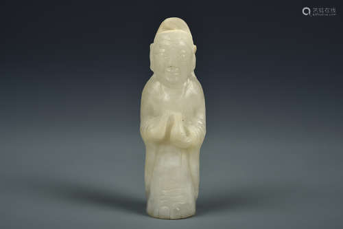 A WHITE JADE STANDING GUANYIN MING DYNASTY