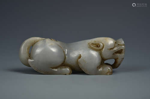 A CARVED JADE PIXIU QING DYNASTY