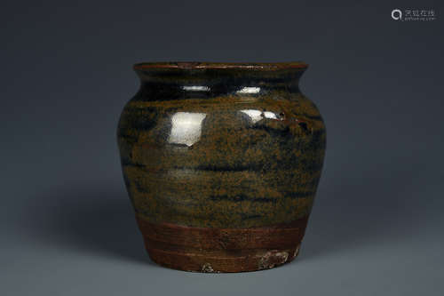 A BLACK GLAZED JAR YUAN DYNASTY