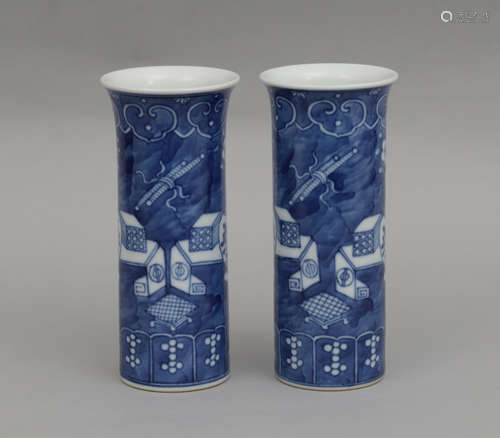 PAIR BLUE AND WHITE HATSTAND GUANGXU PERIOD