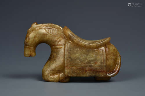 A CREAMY JADE HORSE MING DYNASTY