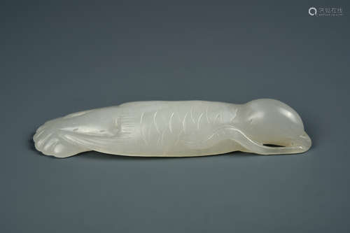 A WHITE JADE GOOSE QING DYNASTY