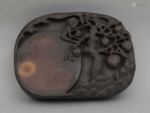 A CARVED INK STONE QING DYNASTY