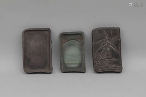 A GROUP OF CARVED INK-STONES QING DYNASTY