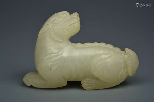 A CREAMY WHITE JADE BEAST QING DYNASTY