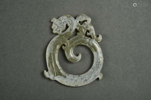 A CELADON JADE DRAGON HAN DYNASTY