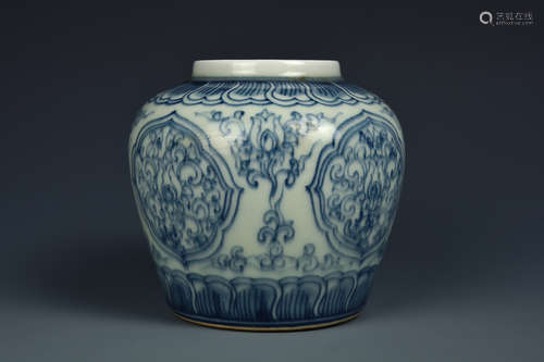 A BLUE AND WHITE JAR MING DYNASTY