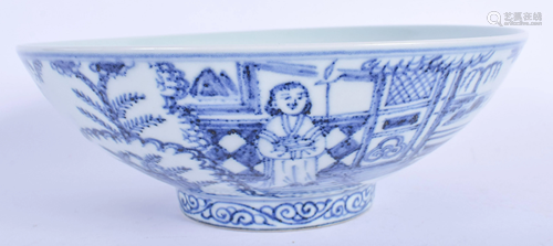 A CHINESE BLUE AND WHITE BOWL 20th Century. 1…