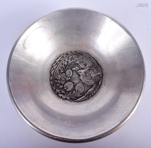 A CHINESE SILVERED BRONZE BOWL. 12 cm wide.