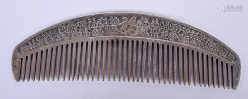 A CHINESE WHITE METAL COMB. 14 cm wide.