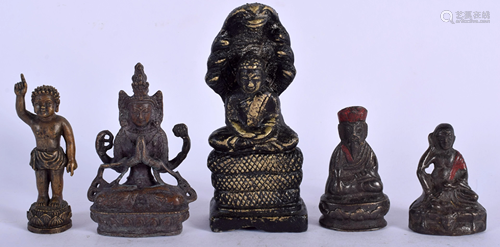 FIVE VINTAGE ORIENTAL BUDDHAS. Largest 11 cm hig…