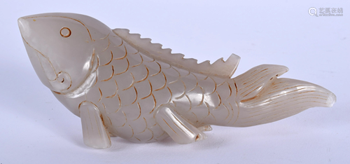 A CHINESE CARVED AGATE FISH. 11 cm wide.