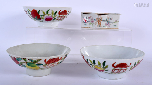 THREE ANTIQUE CHINESE BOWLS together wi…