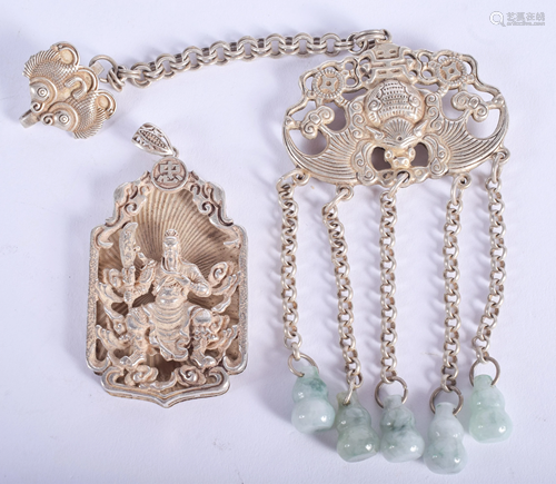 TWO CHINESE WHITE METAL PENDANTS 20th Centu…