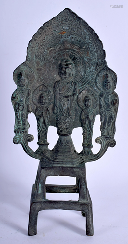 A CHINESE BRONZE BUDDHISTIC SHRINE. 23 cm …