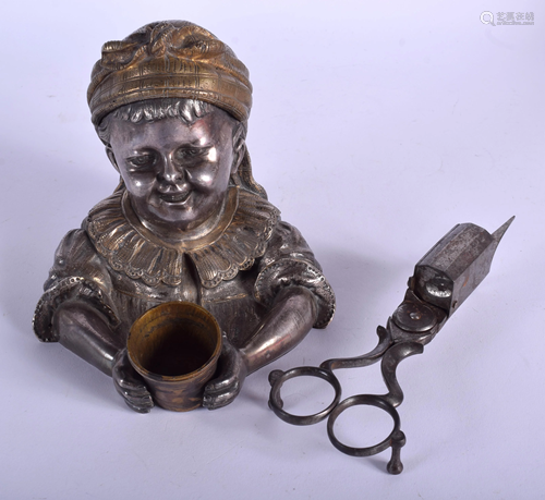 A FINE ANTIQUE SILVER PLATED FIGURAL INKWELL Pro…