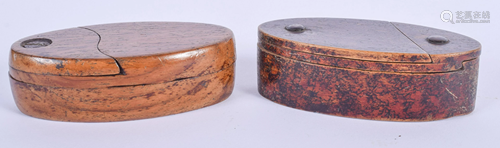 TWO VINTAGE TREEN PUZZLE BOXES. 9 cm x 4.5 c…