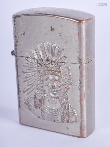 A RARE 1950S CHROME NATIVE AMERICAN LIGHTER. …