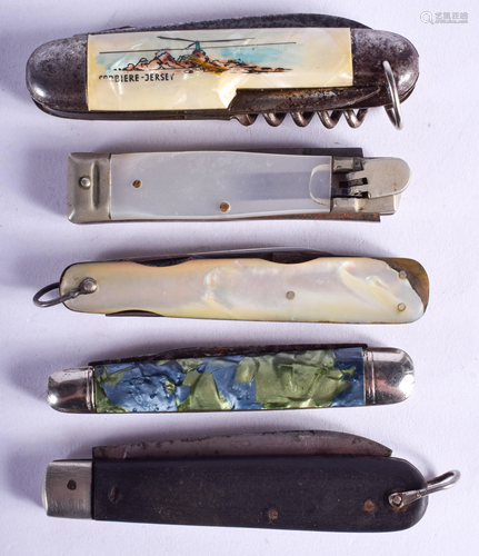 FIVE VINTAGE POCKET KNIVES. (5)