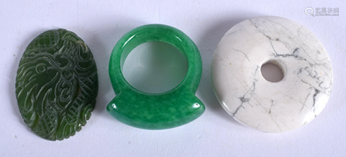 A CHINESE JADEITE RING etc. (3)