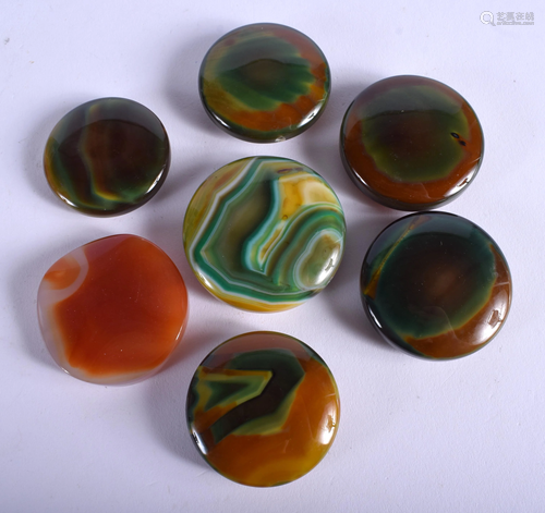 SEVEN AGATE PEBBLES. (7)