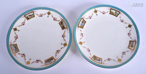 A PAIR OF ANTIQUE MINTON PLATES painted with…