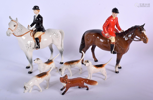 A BESWICK HUNTING SET. Largest 17 cm x 24 cm. …