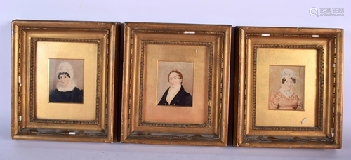 THREE REGENCY PAINTED PORTRAIT MINAITUR…