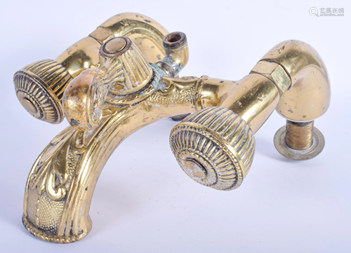 A LARGE VINTAGE PAIR OF BRASS TAPS probably Edw…