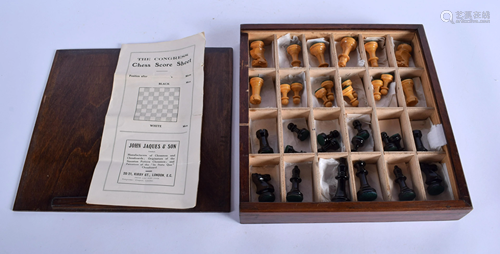 A VINTAGE CHESS SET. Box 27 cm square.