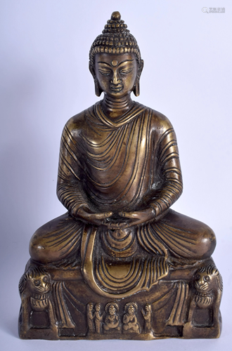 A CHINESE BRONZE BUDDHA. 22 cm x 12 cm.