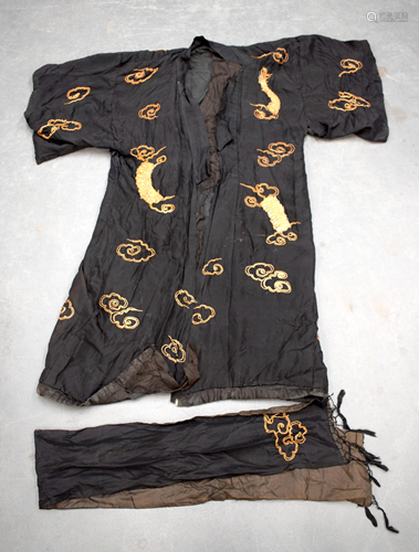 A JAPANESE SILK KIMONO together with two …