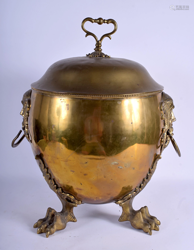 A LARGE VICTORIAN BRASS COAL BUCKET AND C…