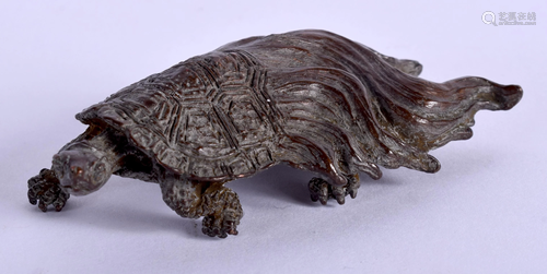 A JAPANESE BRONZE TORTOISE OKIMONO. 6 cm …