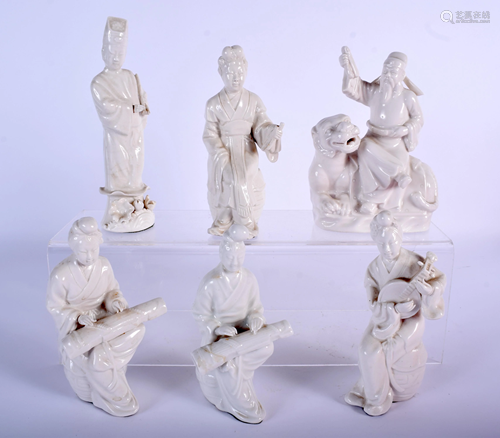 SIX CHINESE BLANC DE CHINE FIGURES. (6)