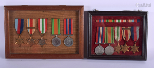 A PAIR OF FRAMED MILITARY MEDAL SETS. (qty)