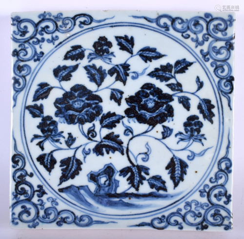 A CHINESE BLUE AND WHITE SQUARE FORM PORCE…