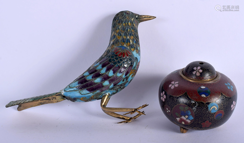 A 1920S CHINESE ENAMELLED BIRD together wi…