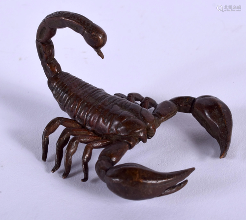 A JAPANESE BRONZE SCORPION OKIMONO. 4.5 …