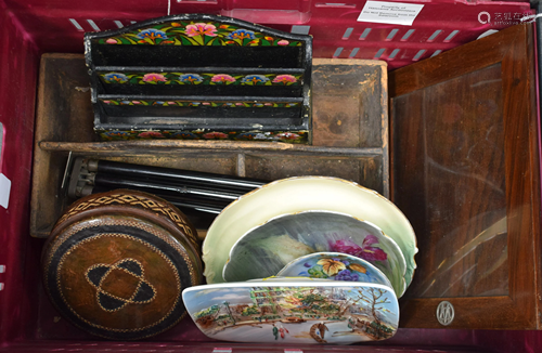 A PERSIAN LACQUER DESK STAND together with an…