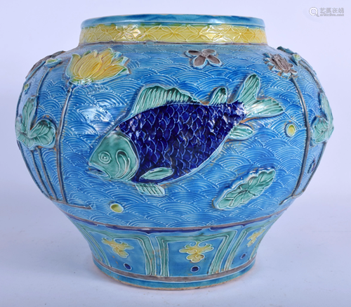 A CHINESE FAHUA GLAZED PORCELAIN JARDINI…